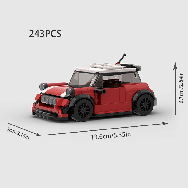 MOC Classical Speed Car City Super Race Vehicle Mini Cooper Model Building Block Brick Racing Technical Christmas Gift