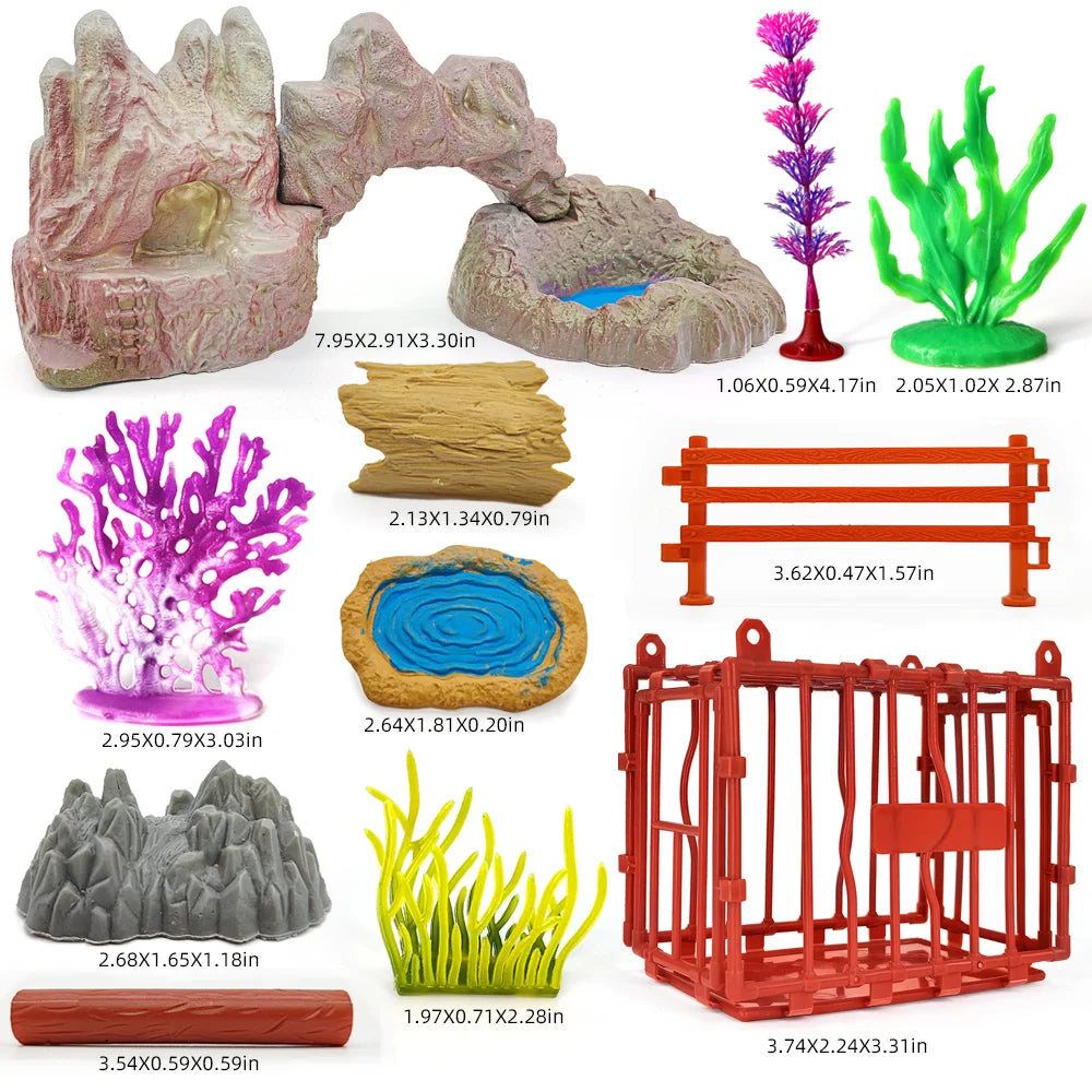 Solid core plastic Marine animal Submarine biological model starfish shark model storage box set Educational toys Christmas gift