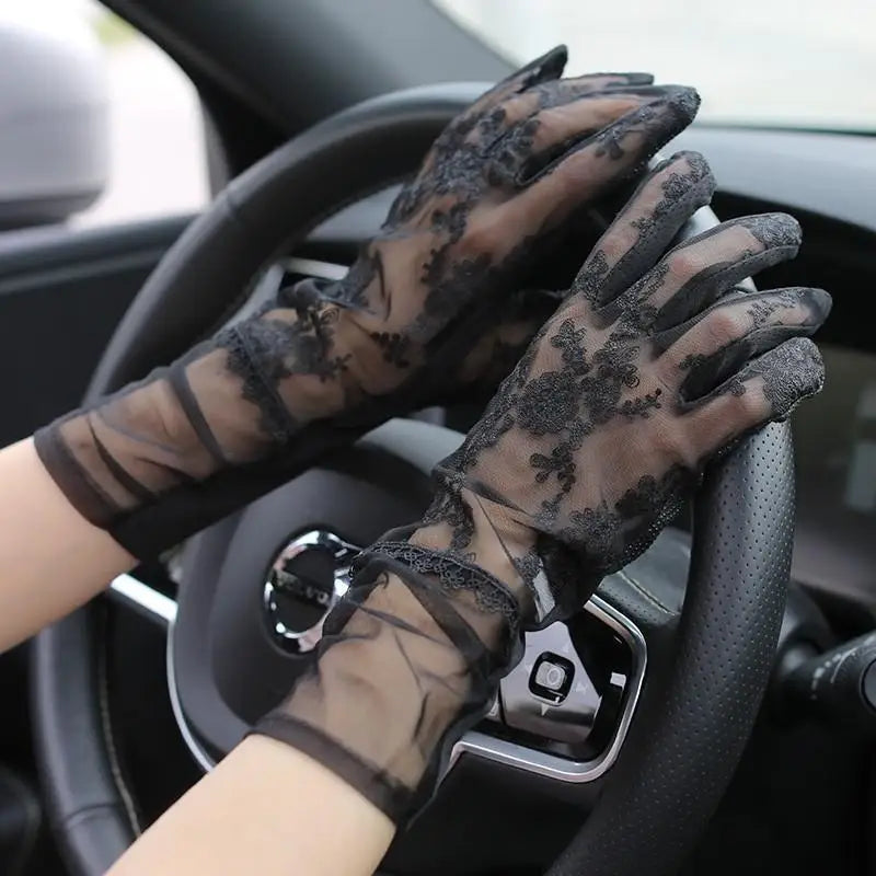 Lace Short Breathable Sun Protection Non-Slip Drive Women Thin New Gloves High Quality Ruffles Elegant Etiquette Soft