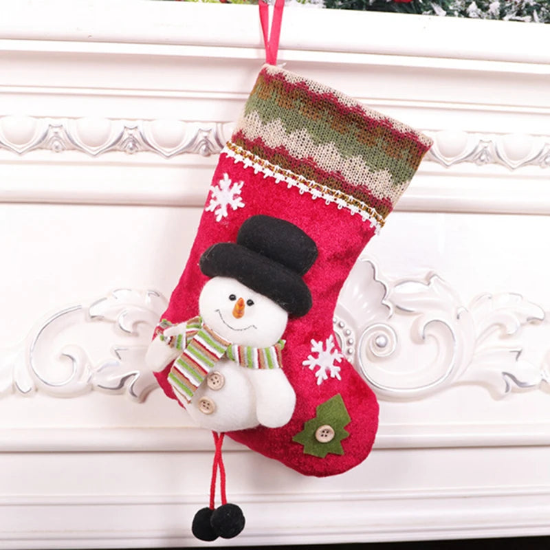 Christmas Gift Santa Claus Snowman Socks Christmas Tree Ornament Christmas Stocking Decoration Christmas Sock Kids Candy Bag
