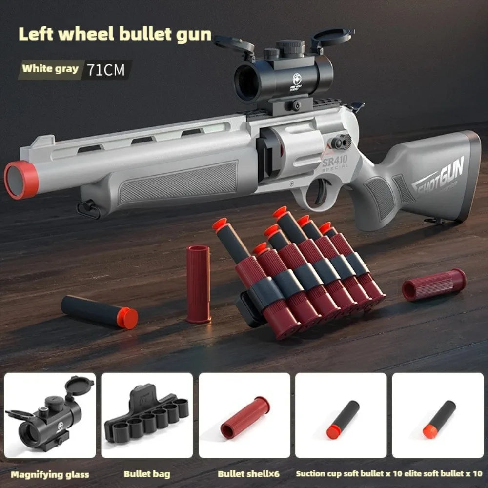 Soft Bullet Toy Guns Foam Revolver Blaster with Sight, Educational Outdoor Shooting Game Shotgun Model for Kids Christmas Gift