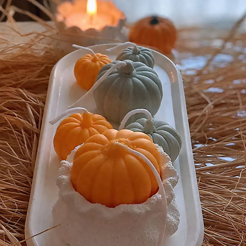 3pcs Pumpkin Silicone Candle Mold Plant Resin Gypsum Scented Candle Making Kit Thanksgiving Day Decor DIY Halloween Party Gifts