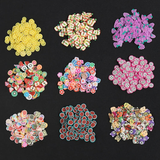 1000pcs 2000pcs Mix Fruit Soft Clay Slime Animal Flower Slice Resin Filler for Nail Art Epoxy Mold DIY Craft Making Wholesale