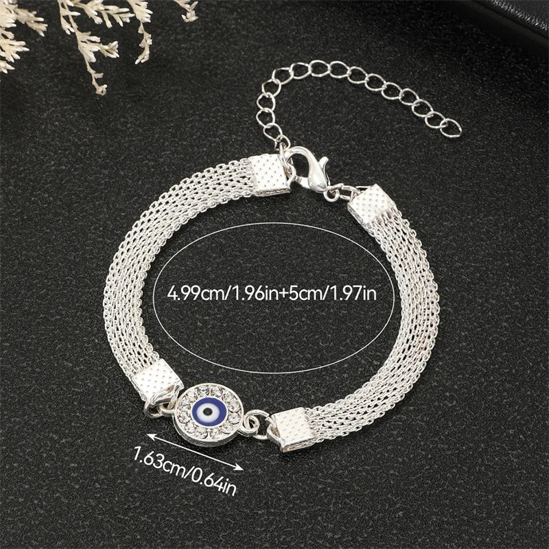 Lucky Silver Plated Blue Eye Evil Eye Bracelet for Women Men Bring Good Luck Bangle Party Adjustable Fashion Jewelry gift