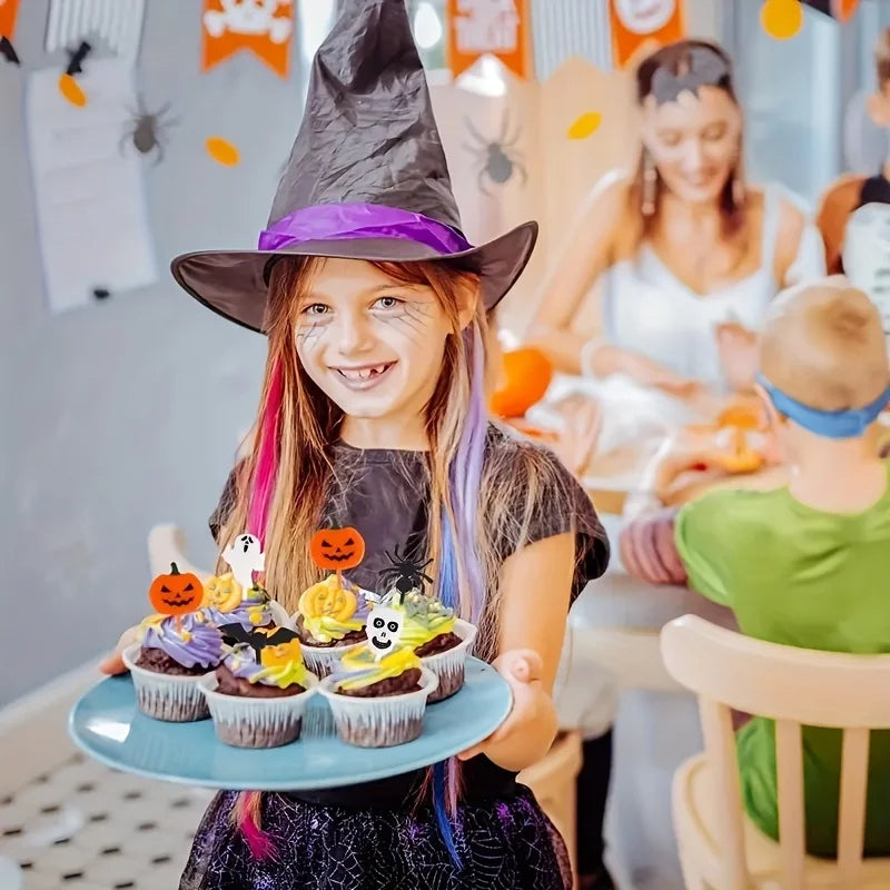 10/30/40PCS Plastic Halloween Toothpicks Halloween Cupcake Topper Ghost Bat Spider Fruit Toothpicks Halloween Party Cake Decorat