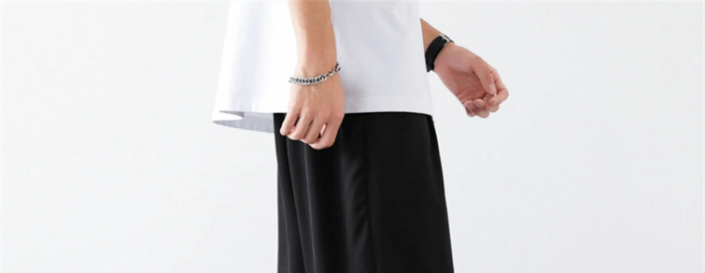 M-5XL Summer New Men's Pants Solid Color Legged Pants Casual Shorts Thin Ice Silk Cool Dry Nine Cent Pants