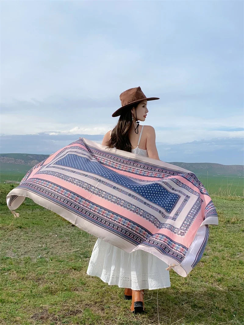 Travel Beach Sunscreen Scarves for Women Bikini Large Sarong Wrap Scarf Brazilian Swimsuit Bathing Cover-ups 17 Styles 90x180cm