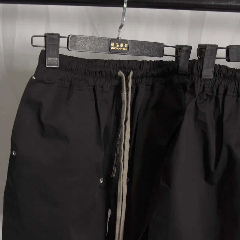 High Street Men's Pants Black Solid Casual Shorts for Man Cotton Zipper Design Men Trousers Techwear Men's Clothing