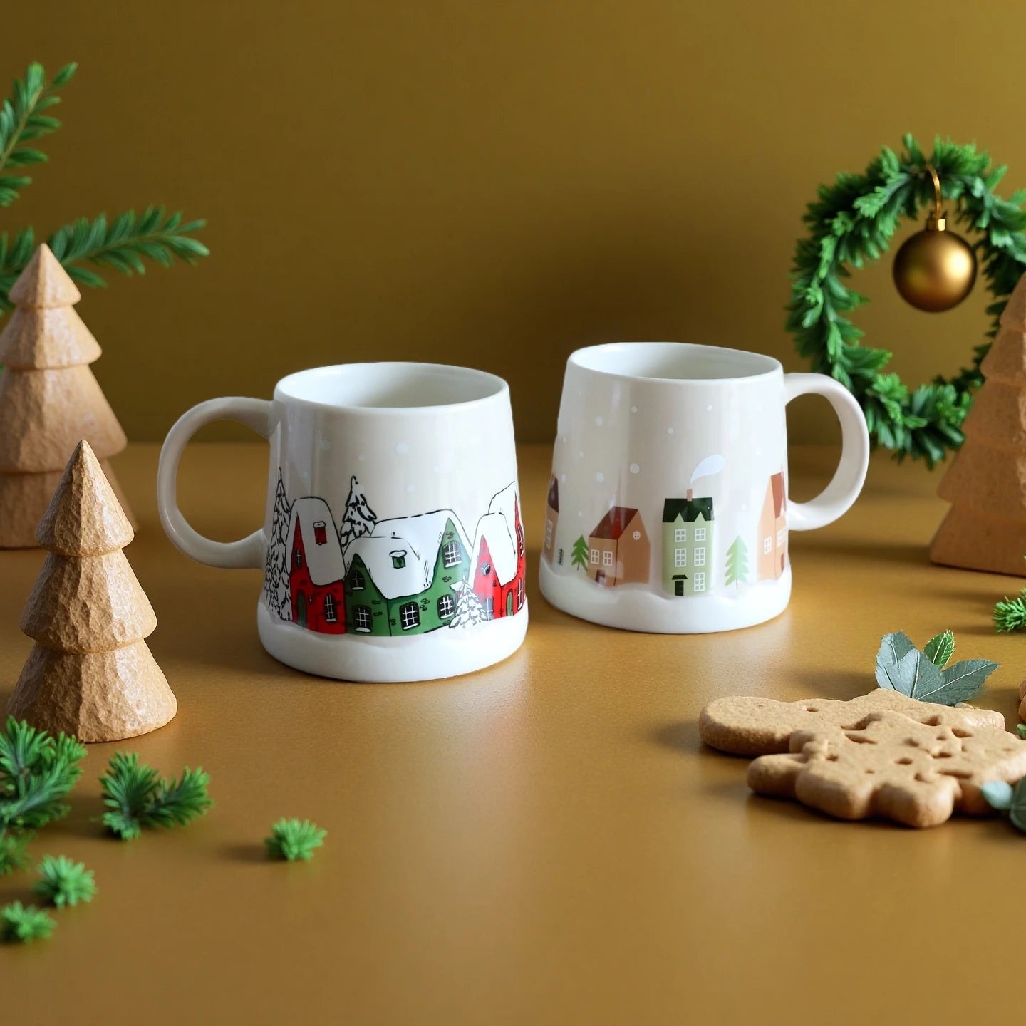 Creative Christmas Gift Idea - 350ML Adorable Ceramic Mug with Coaster Set for Coffee & Tea, High Aesthetic Home Office Cup