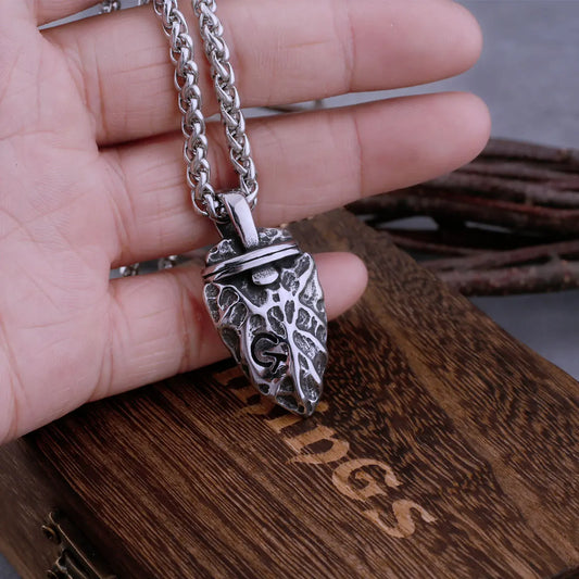 Vintage Stone Shape Arrow Necklace Men and Women Exquisite Handmade Spearhead Fashion Pendant Necklace Viking Jewelry Gift