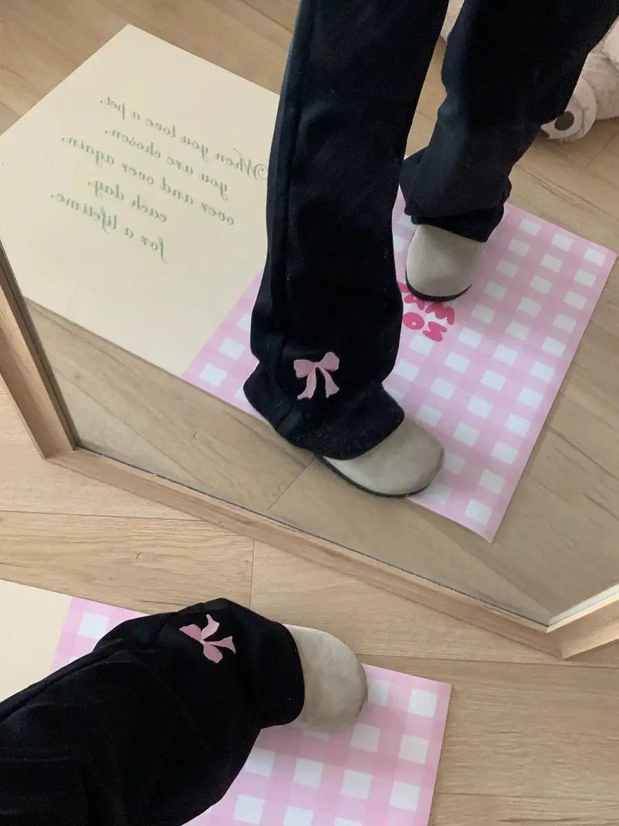 Sweet Girl Cute Straight Pants Spring New Casual All Match Sports Sweatpants Elastic Waist Cartoon Y2k Aesthetic Women Pants
