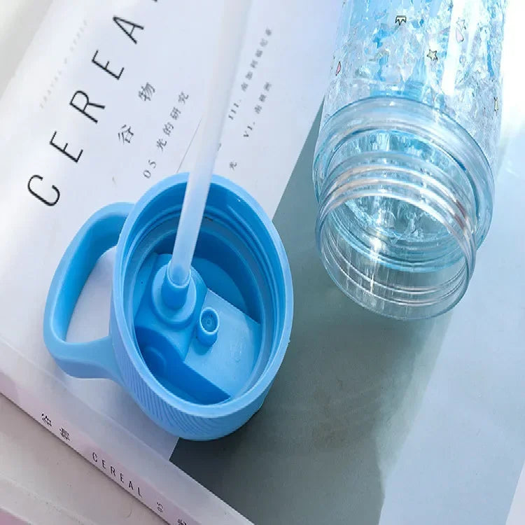 Stylish Double Straw Unicorn Ice Cup Summer Cold Drink Juice Coffee Water bottle Boy's Girl's Portable Plastic Cups Novelty Gift