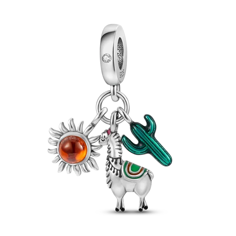 925 Sterling Silver Green Series Flower Tree Apple Pendant DIY Fine Beads Fit 4MM hole diamete Charms Bracelet Women Jewelry Diy