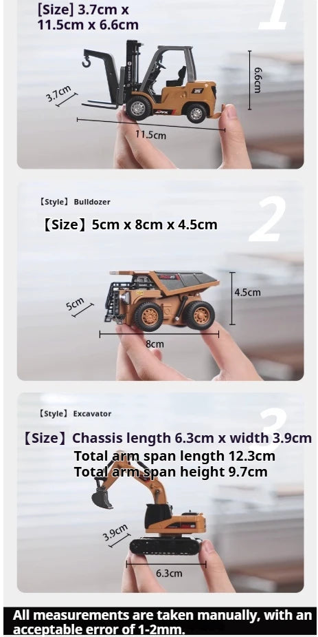 1/64 RC Car Alloy Mini RC Forklift Engineering Vehicle 2.4G Full Scale Mobile Phone RC Excavator Dumper Christmas Gift In stock