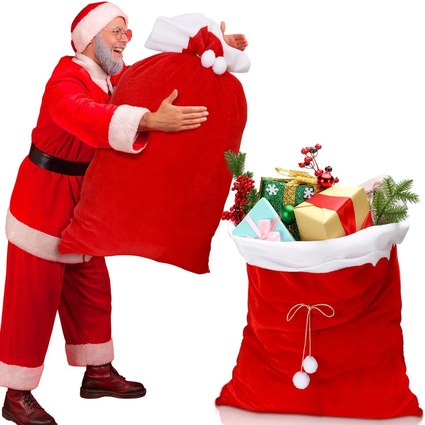 Santa Claus Backpack Large Christmas Gift Bag Candy Gift Bag Christmas Eve Bundle Pocket