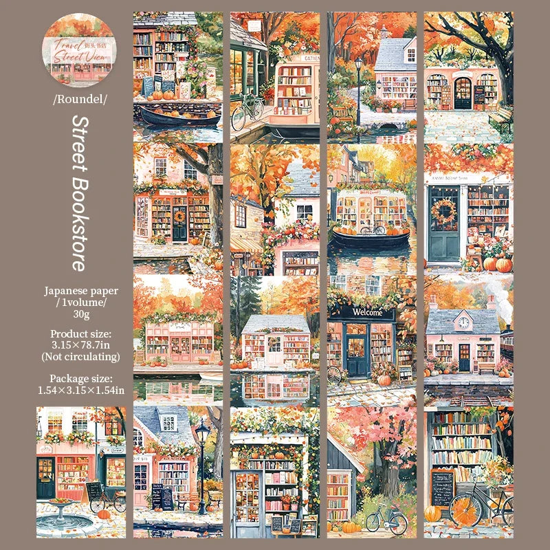 JIANWU 80mm*200cm Road View Series Vintage Travel Flower Landscape Material Collage Washi Tape Creative DIY Journal Stationery