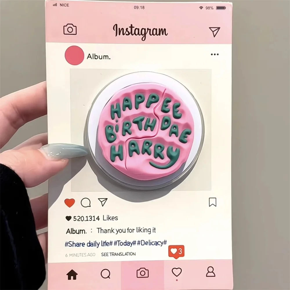 INS Cute English Letter Pink Magnetic Holder Grip Tok Phone Stand Support for IPhone 17 16 for Pad Magsafe Smart Tok Bracket