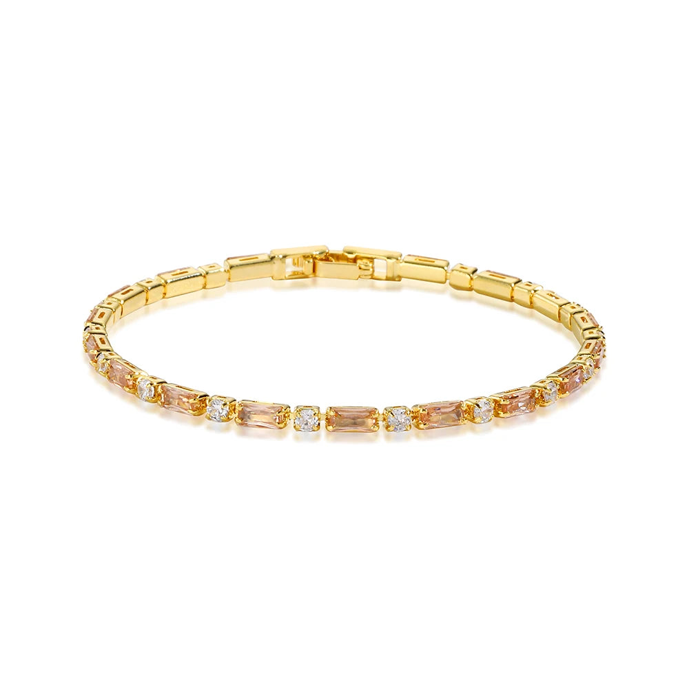 Luxury Rainbow Adjustable Multicolor Tennis Bracelets For Women Ladies Wedding Colorful Zircon Charm Bracelet Hand Chain Jewelry