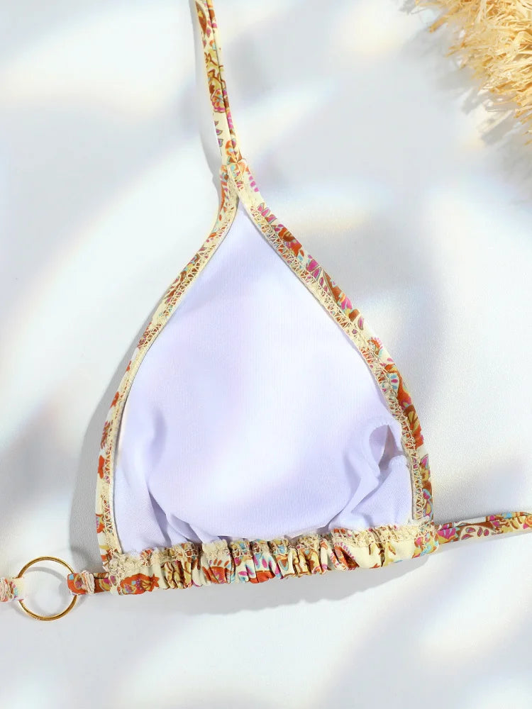 Miyouj Push Up Bikinis Print Swimwear Women Sexy Swimsuit Bandage Bikini Set 2024 Beachwear String Bathing Suits Micro Biquini