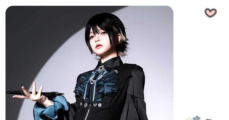 Original Dark Goth Prince Clothing Set New Spring Summer Women's Cool Black Shirt Irregular Vest Shorts 3 Piece Suit Outfits