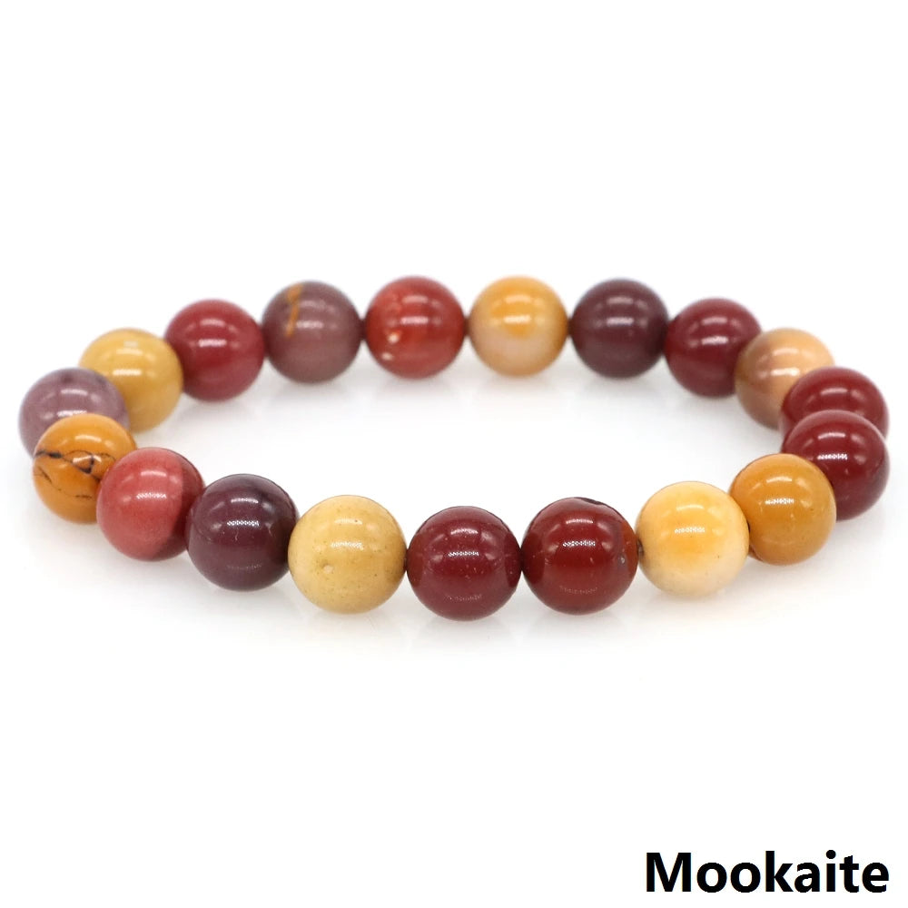 Women Men Bracelet Natural Rainforest Jasper Crystal Round Beads Wrist Chain Chakra Healing Energy Stretch Charm Strand Jewelry