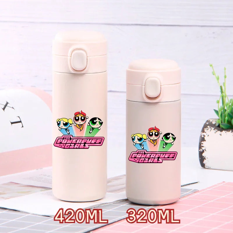 320ml/420ml The Powerpuff Girls Portable Large Capacity Sport Water Bottle Children Drinking Cup Thermal Stainless Steel