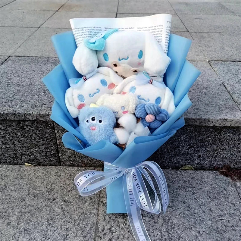 MINISO Anime Hello Kitty Kuromi Bouquet Cinnamoroll  Anime Plush Doll Toy  Valentine's Day Birthday Christmas Gift