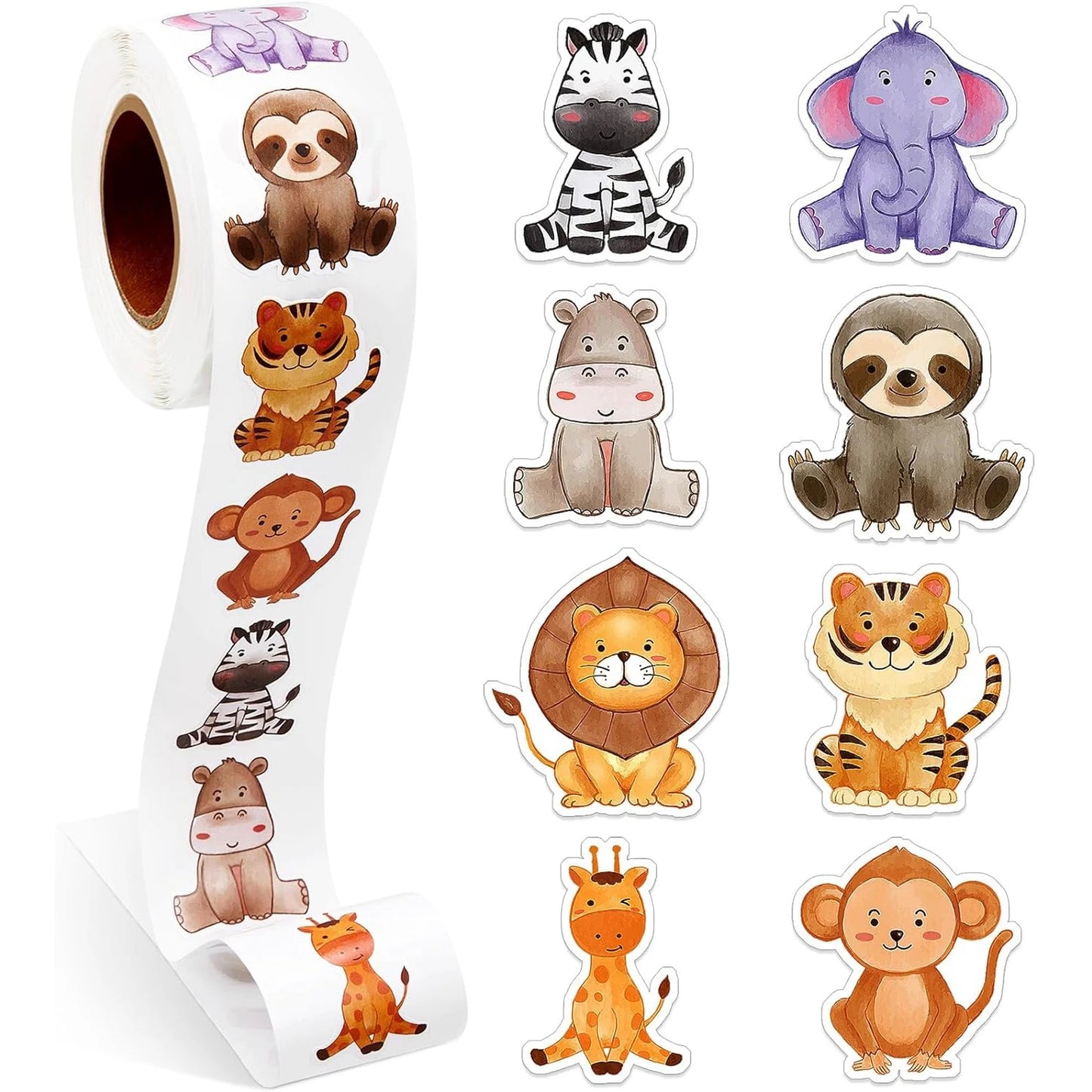 500Pcs/rolls 2.5cm/1inch Dinosaur Animal Anomaly Shaped Sticker Decoration Gift Box Sticker Label Stationery Sticker