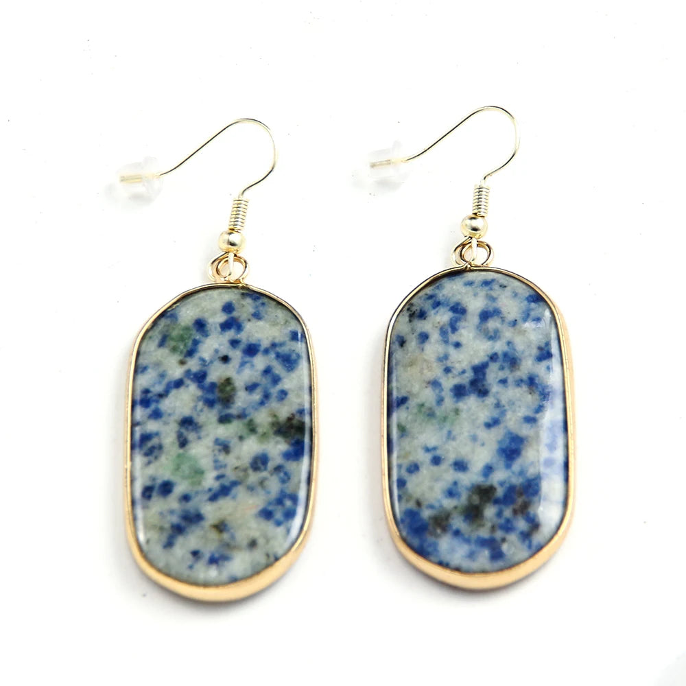 Hot Fashion Rectangle Natural Stone Earring Gary and Pink Women Drop Earrings