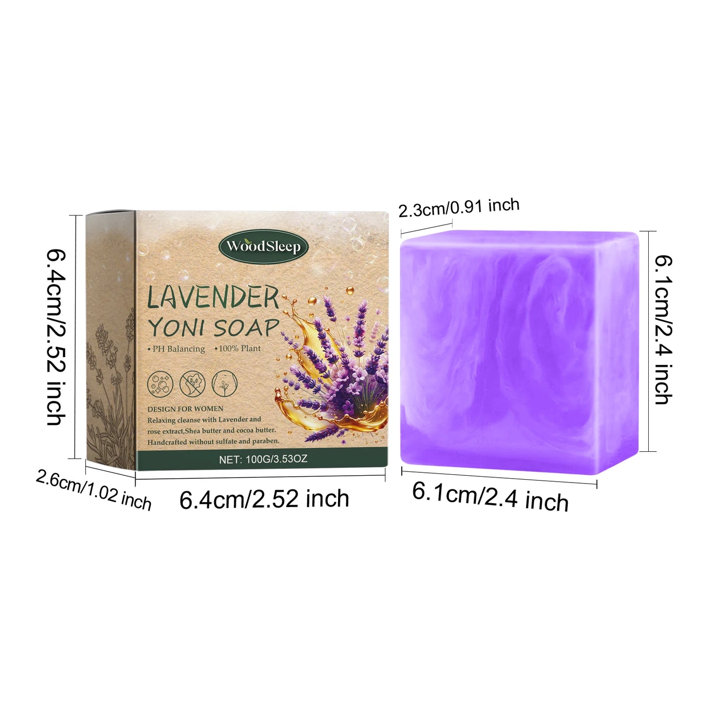 Lavender Yoni Soap Relieves Eliminate Unpleasant Odors Cleansing Moisturizing Oil Control 100g Lavender Flavored Body Care Soap