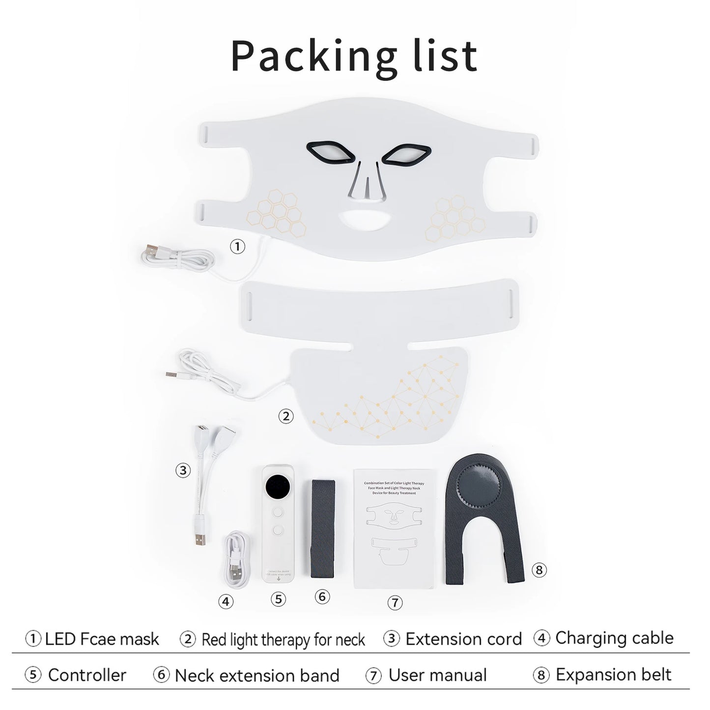 Hello Face Rechargeable Red Light Therapy Mask for Face & Neck  Infrared LED Mask Skincare Device for Glowing Skin