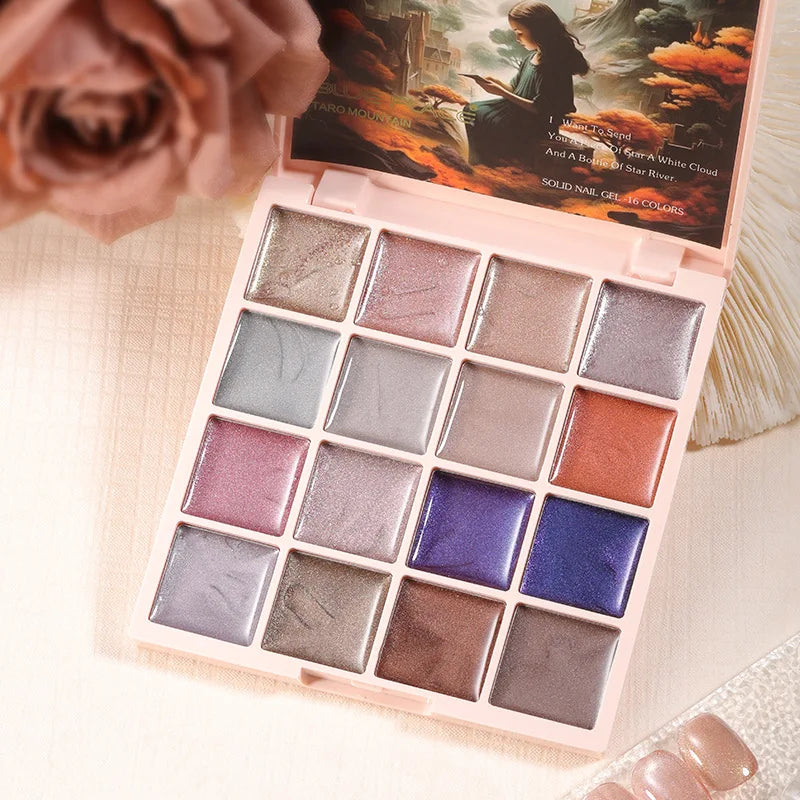 2025 16 Colors Maillard White Cat Eye Solid Cream Varnish Gel Polish Gel Solid Nail Gel Palette Paint Nail Art UV Gel With Tools