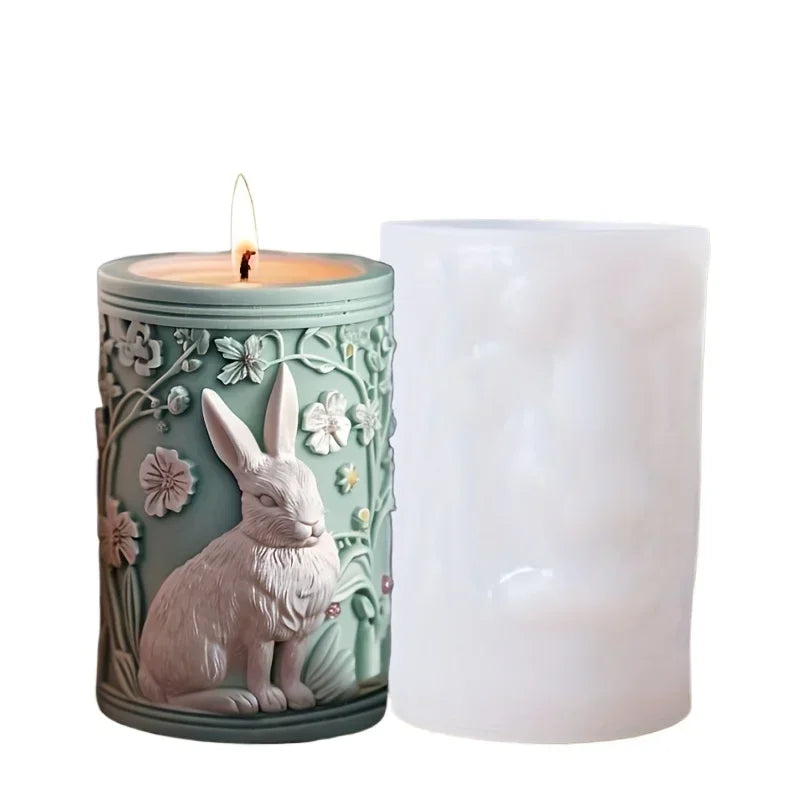 DIY elk relief cylindrical candle silicone mold sika deer flower relief resin mould Forest sika deer gypsum molds Christmas gift