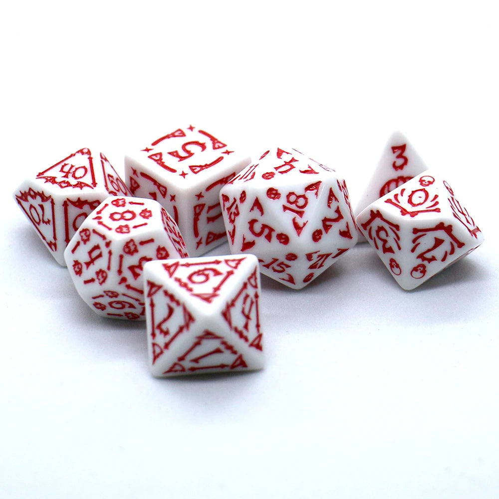 7pcs Set Relief Halloween Pattern Board Game Dice Set, DND Game Dice