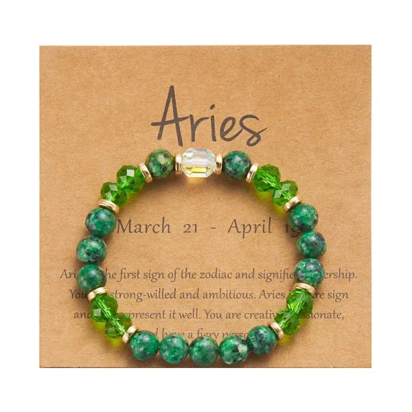 Fashion 12 Zodiac Crystal Beaded Bracelet Aries Taurus Gemini Cancer Leo Virgo Libra Scorpio Aquarius Pisces Women Jewelry Gift