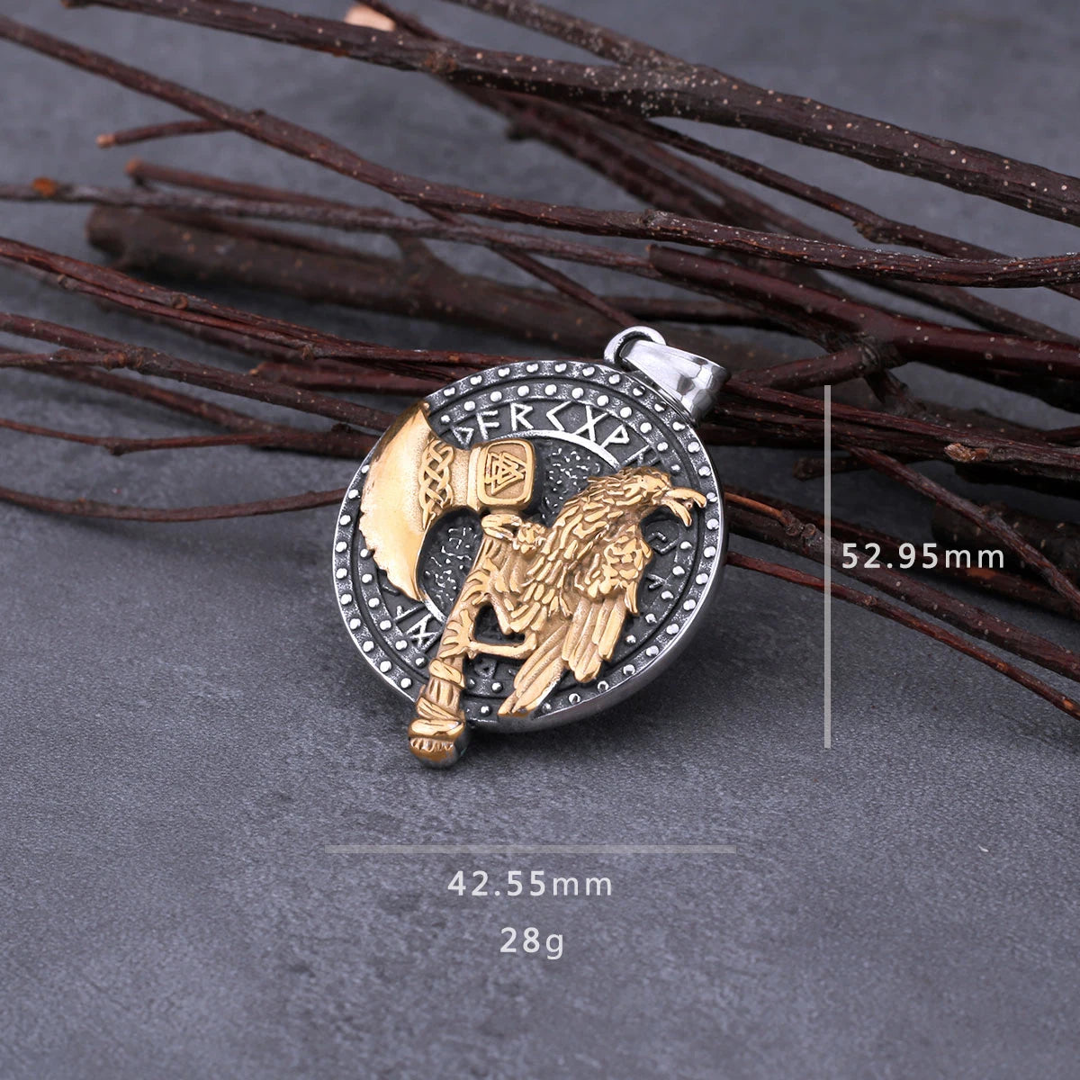 Vintage Nordic Vikings Odin Raven Axe Rune Necklace Men Stainless Steel Fashion Hip Hop Pendant Necklace Punk Biker Male Jewelry
