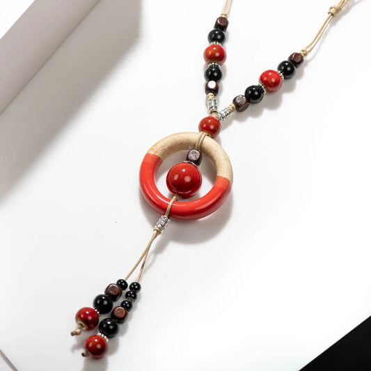 Bohemian Vintage Handmade Rang Necklace Ceramic Beads Pendant Bulk Goods Wholesale  colgantes  pingentes 2X392