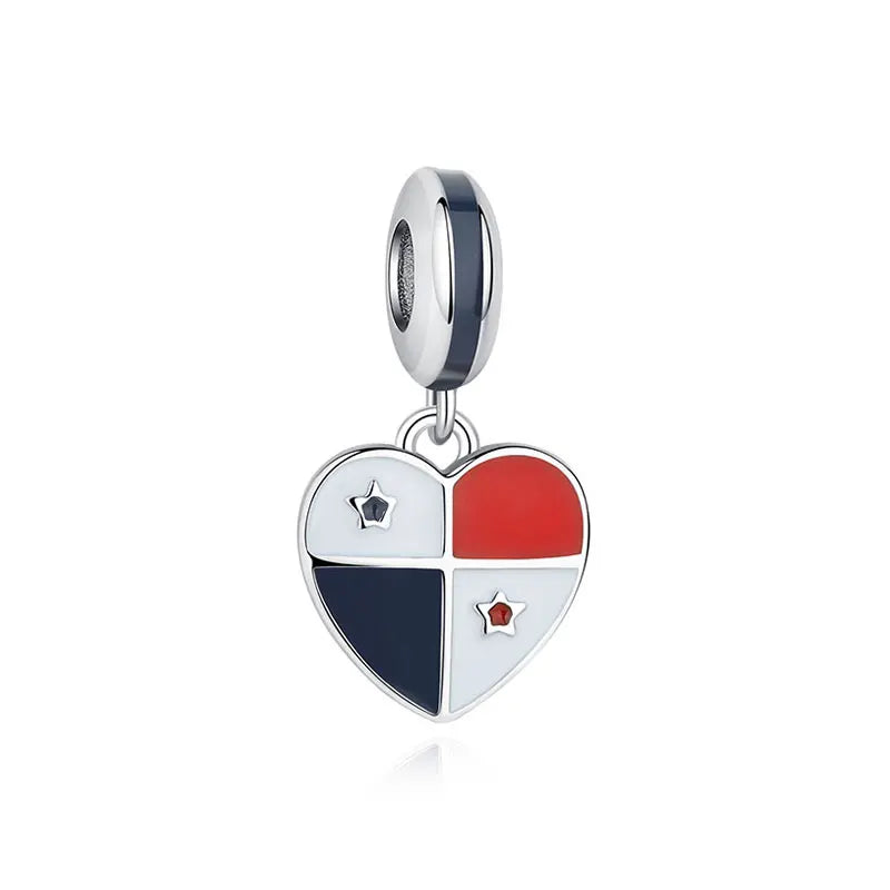 925 Sterling Silver Charms Flag Of Venezuela Heart Pendant Beads Fit Original Pan Brand Bracelets Necklaces Jewelry For Women
