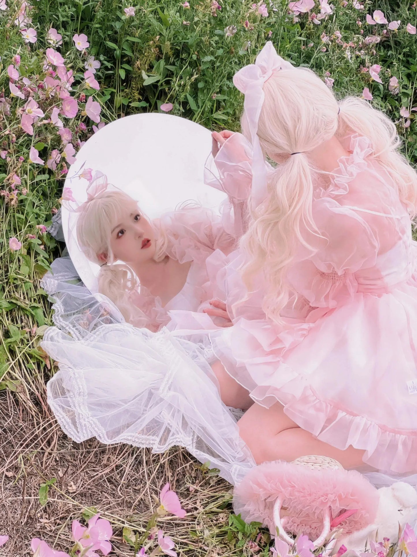 French Style Flower Wedding Dress Lolita Sweet Girl Women Fairy Tube Top Sling Dress with Long Cardigan Birthday Princess Dress