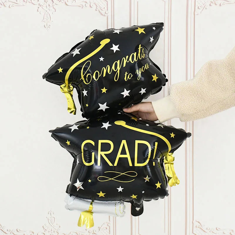 Graduation Balloon Gold Black Doctor Helium Foil Balloons Congratulation Graduation High School 2025 Graduation Party Decoration