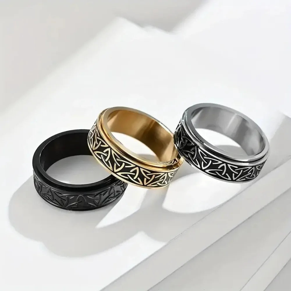 Viking Dragon Stainless Steel Anti Stress Rings Men Fidget Spinner Free Shipping Anti Anxiety Relaxing Rotating Ring Anillo