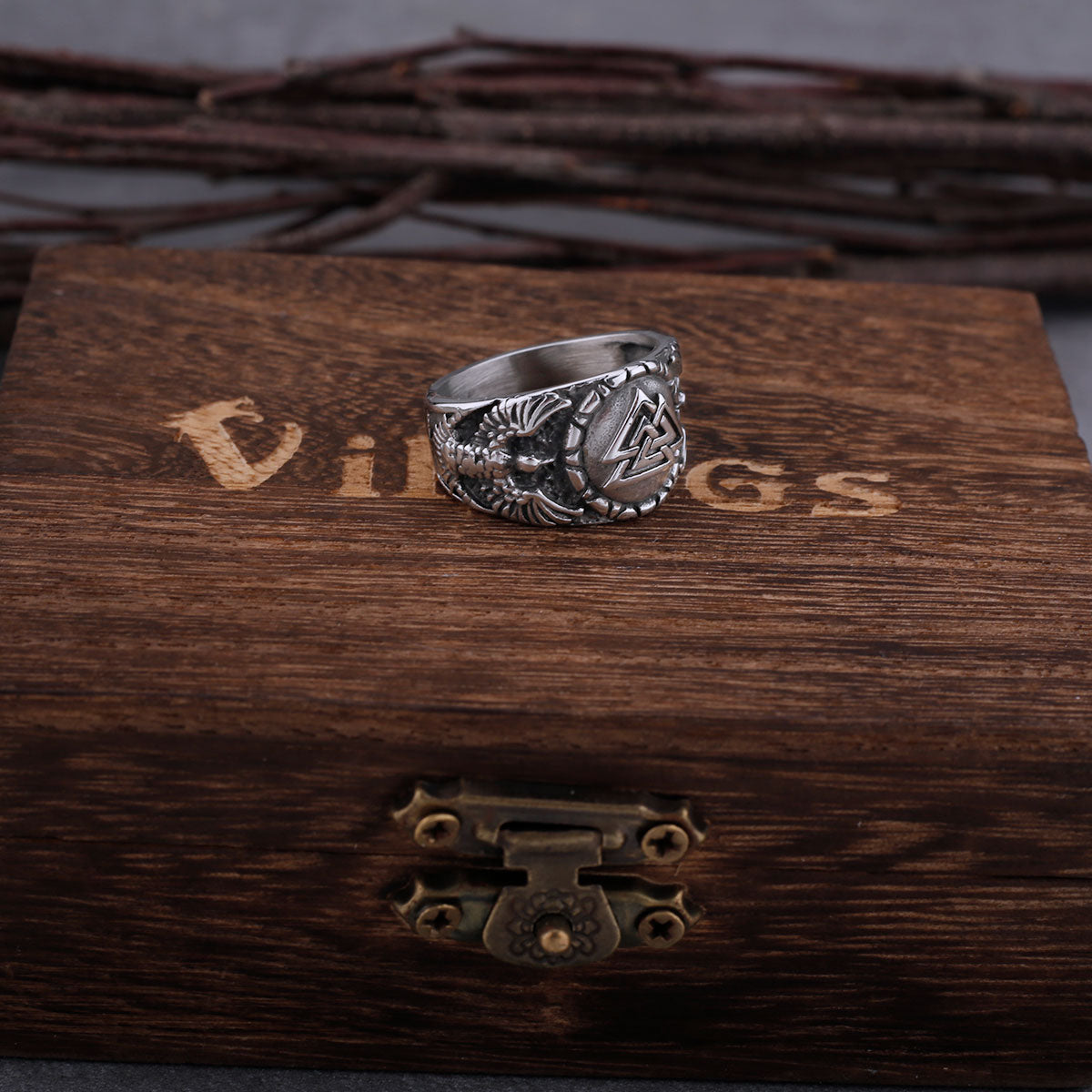 Titanium Steel Personality Domineering Trinity Bird Eagle Totem Men and Women Ring Retro Punk Stainless Steel Gift Jewelry Gift