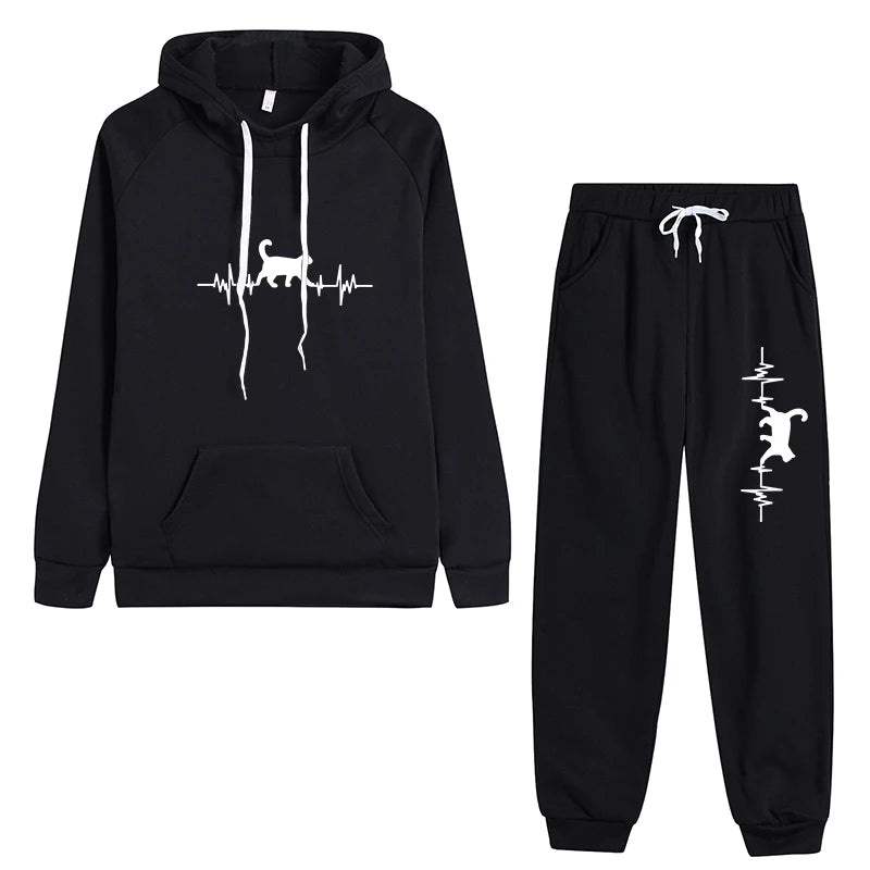 Woman Tracksuit Two Piece Set Winter Warm Hoodies+Pants Pullovers Sweatshirts Female Jogging Woman Clothing Sports Suit Outfits