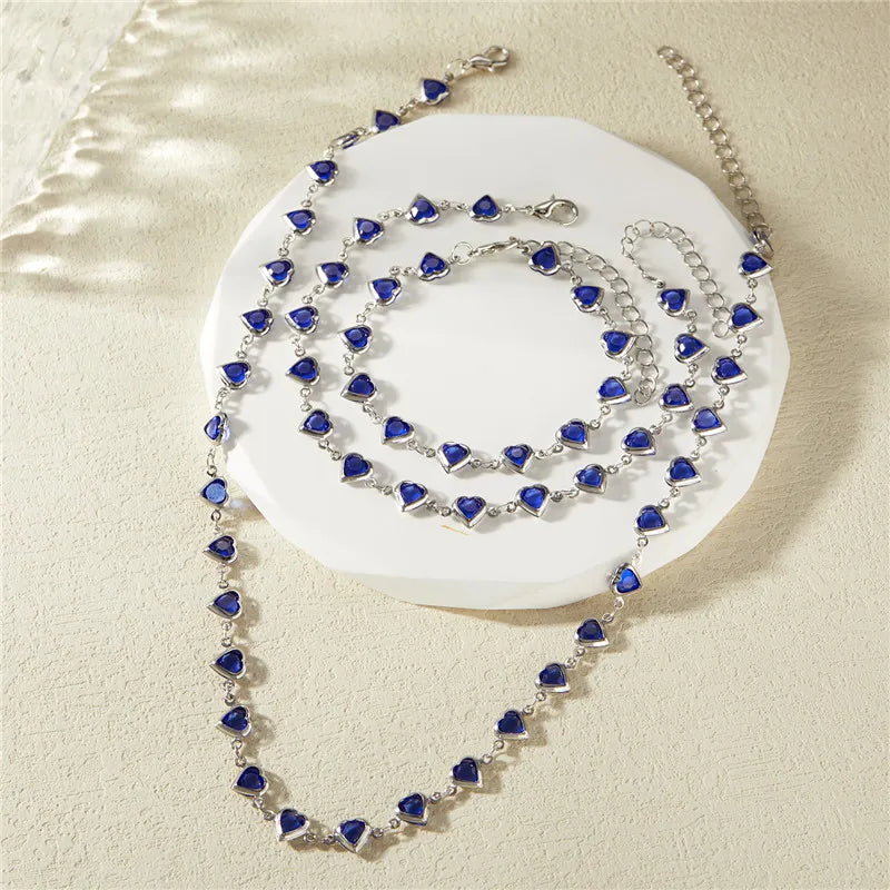 Exquisite Boho Candy Color Heart Shaped Crystal Bracelet for Women Fashion Charm Zircon Butterfly Pearl Metal Chain Bracelets