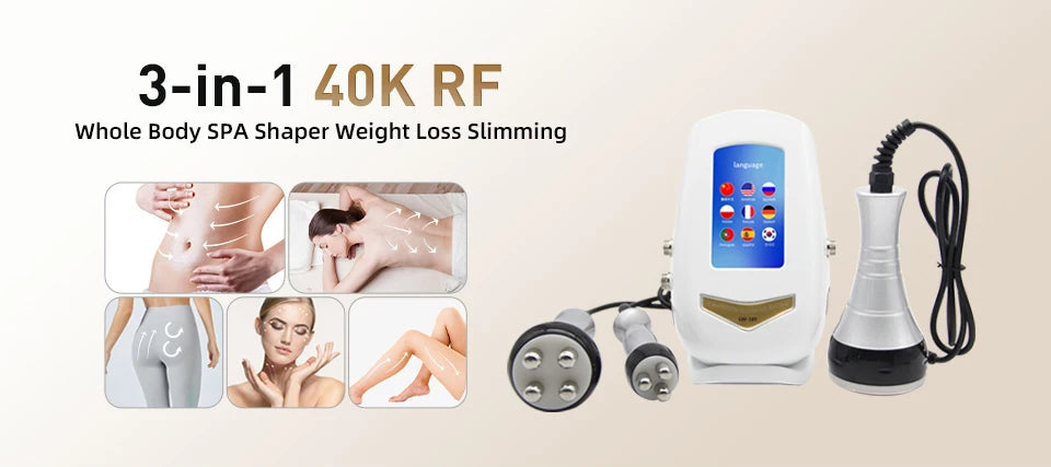 3IN1 40K Ultrasound Radiofrequency Beauty Device Massage for Shaping Tighten the Skin Burn fat Anti-aging Whitening Beauty Tools