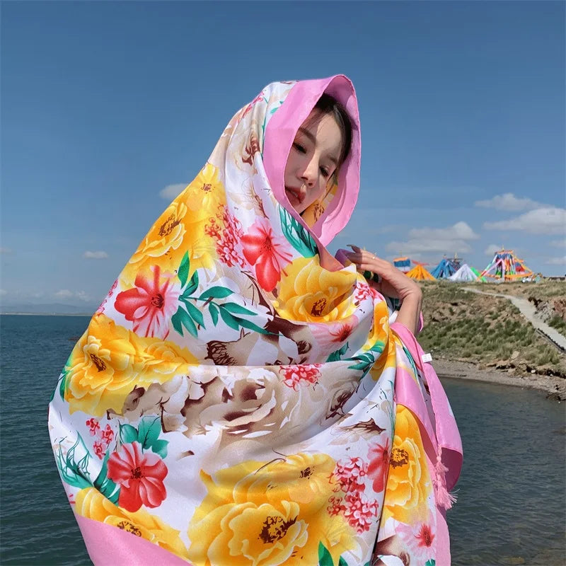 Travel Beach Sunscreen Scarves for Women Bikini Large Sarong Wrap Scarf Brazilian Swimsuit Bathing Cover-ups 17 Styles 90x180cm