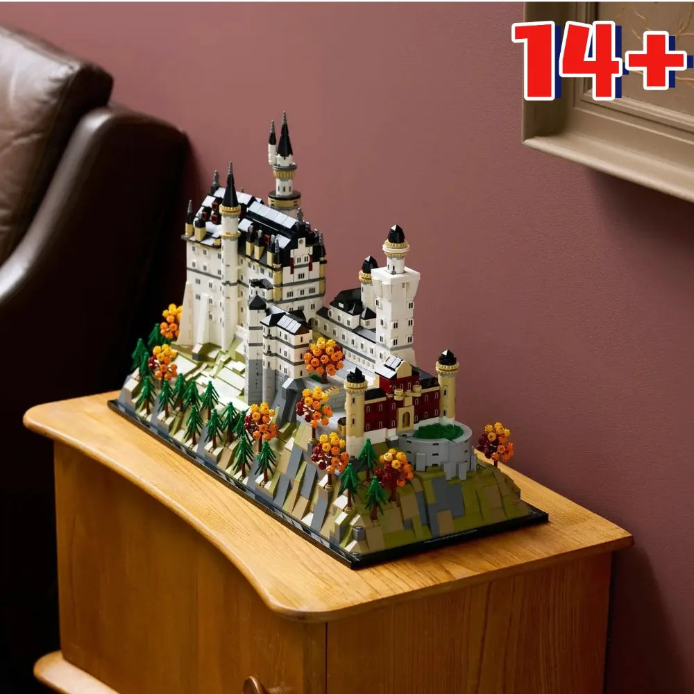 MINISO Castle Architectural Model Kit Fit 21063 Building Blocks Set Neuschwanstein Forest Landscapefor Adults Christmas Gift