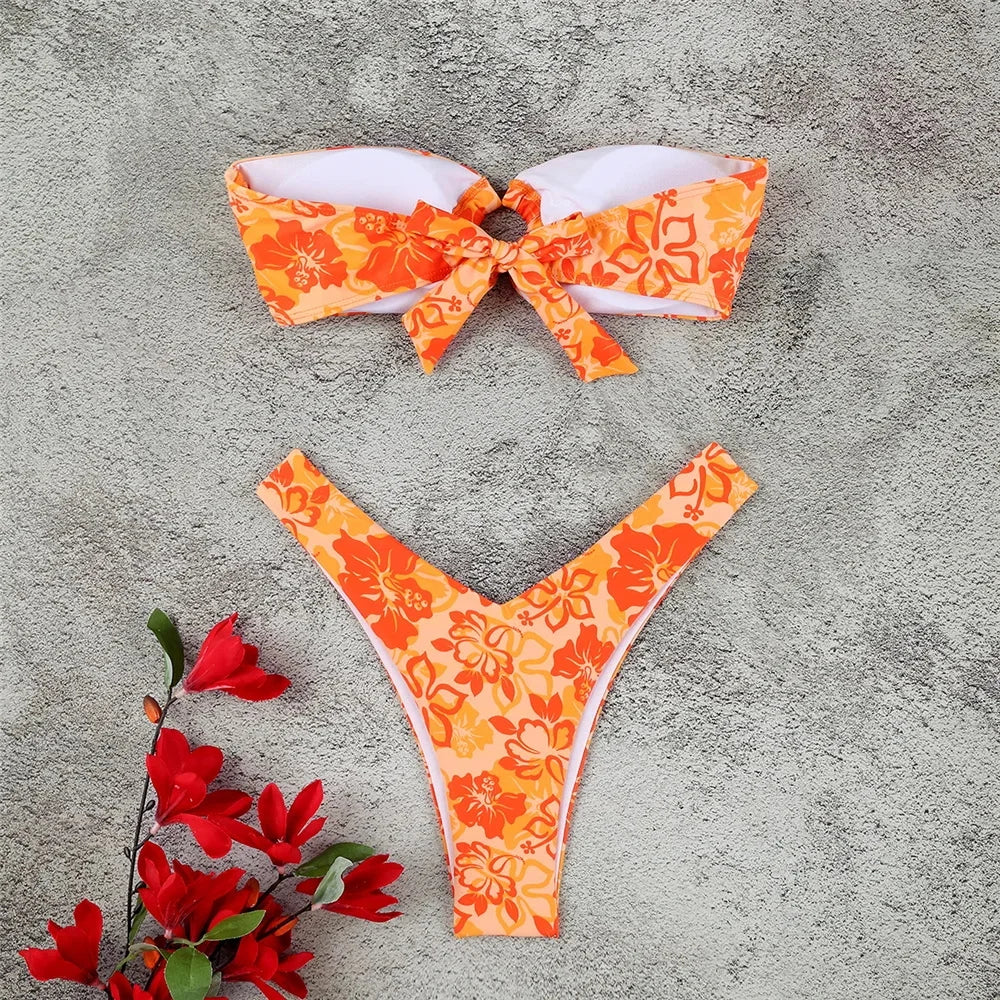 Micro Bikini Push Up Women Swimsuits 2024 Sexy Female Swimwear Brazilian Bikini Set Thong Biquini Swim Suits Print Beachwear