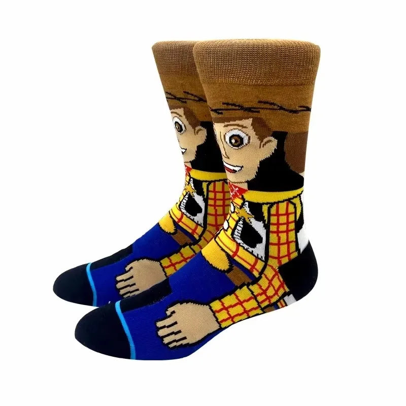 5 Pairs Bizarre and Novel Men's Socks Happy Funny Women Socks Animation Cosplay Hip Hop Long Socks Fashion Christmas Gift