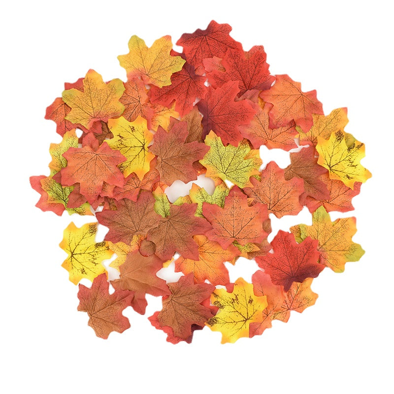 50/100/200Pcs Artificial Silk Maple Leaves Fabric Tree Leaf DIY Halloween Thanksgiving Day Multicolor Autumn Fall Party Decors
